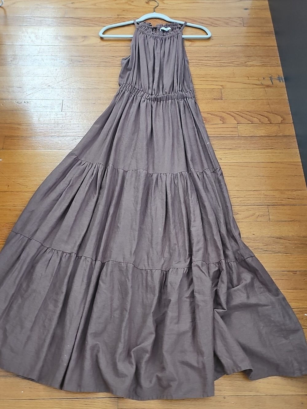 Linen Maxi Dress - Brown, Made In Italy